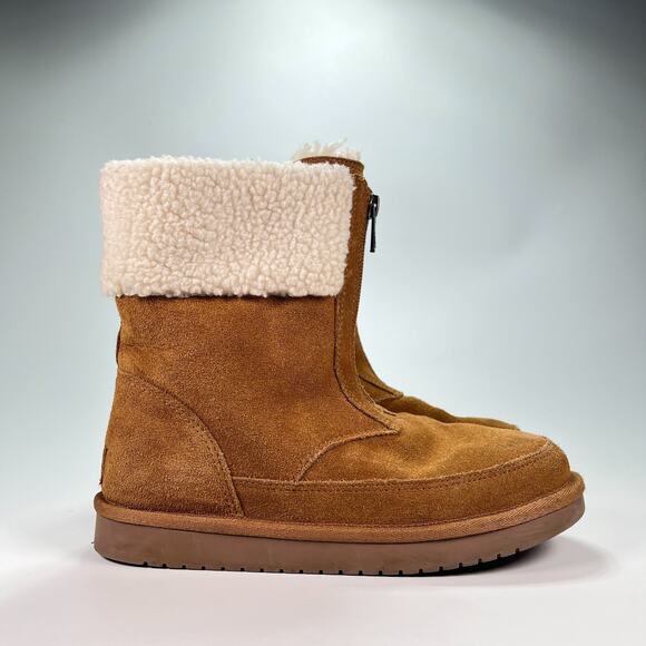 Koolaburra by UGG Lytta Short Brown Suede Faux Fur Boots 1121540K Youth Size 4 - Picture 1 of 8